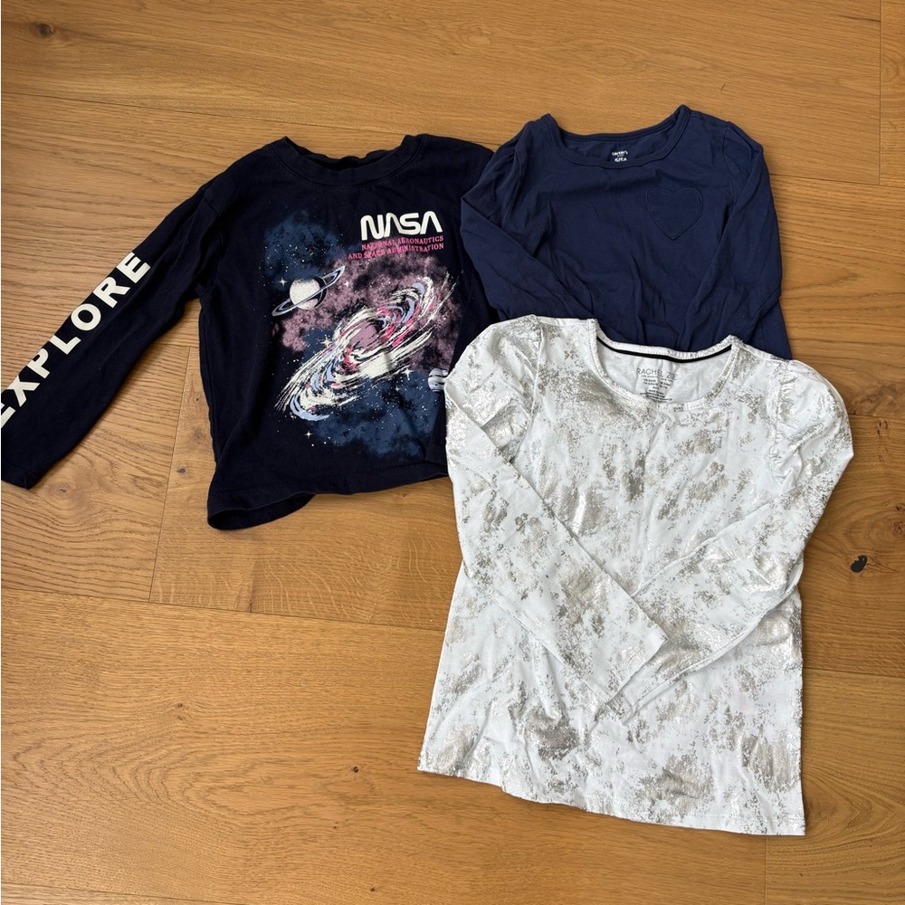 Kids Navy Graphic Long Sleeve Shirt - Navy & White Set